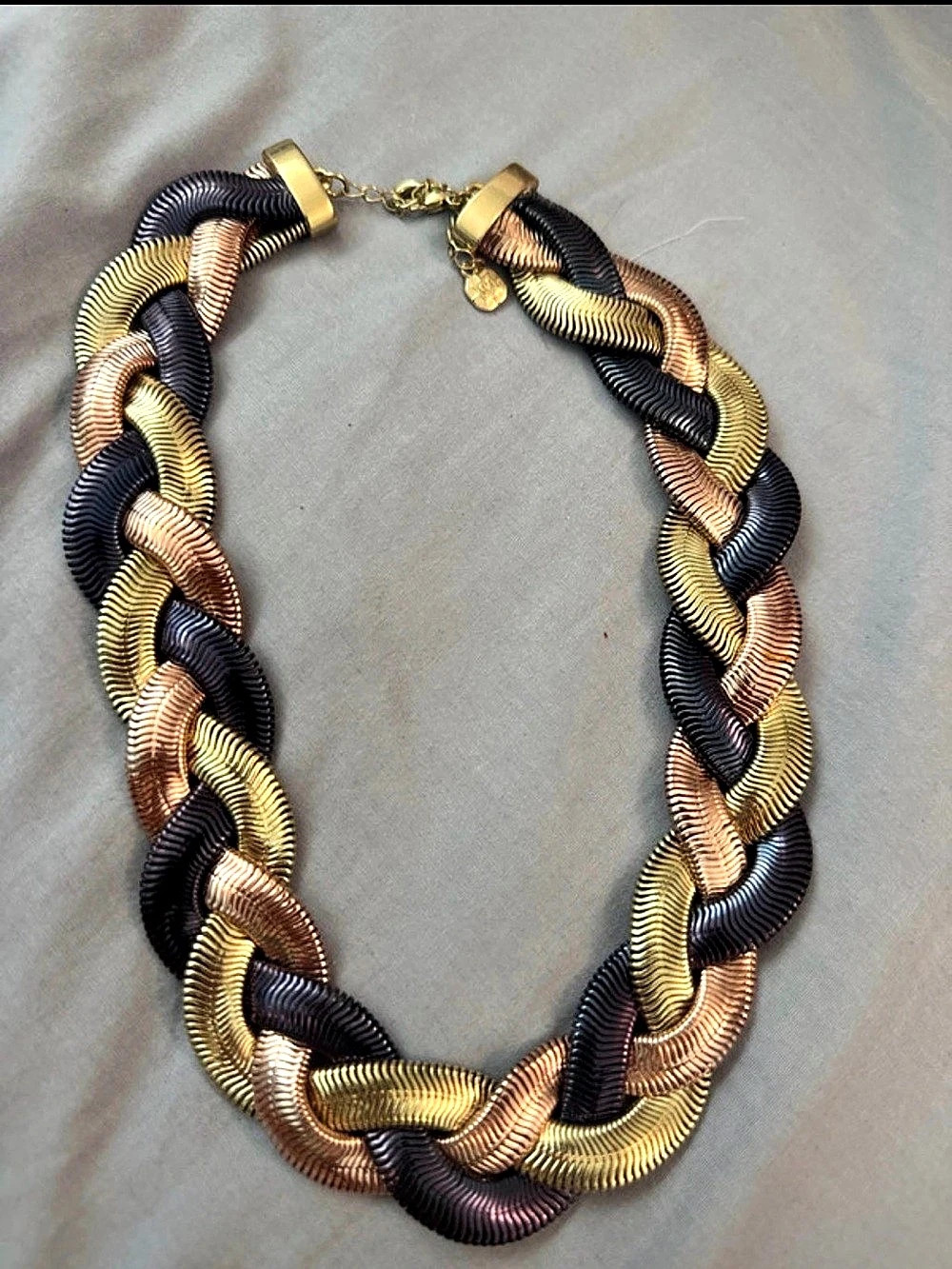 Stella & Dot Braided Statement Necklace in Black & Gold